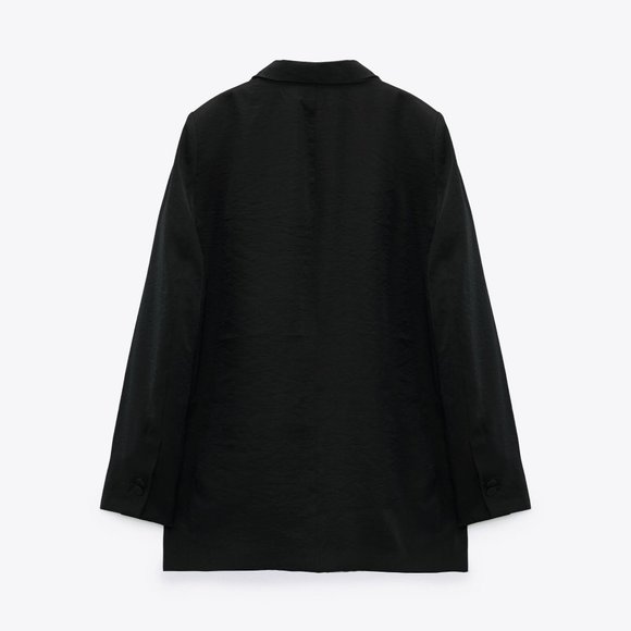 Zara Black Satin Effect Blazer | Sz Small - Picture 4 of 6